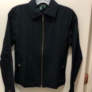 Lauren Ralph Lauren stylish thin cotton black zippered jacket; never worn.
